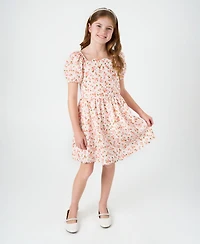 Rare Editions Big Girls Floral Eyelet Scalloped Hem Dress