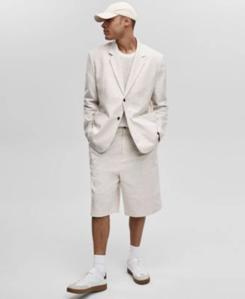 Mode Of One Mens Relaxed Fit Speckled Textured Blazer Shorts Exclusively At Macys