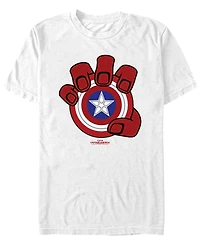 Marvel Men's Red Hand And Shield Short Sleeve T-Shirt
