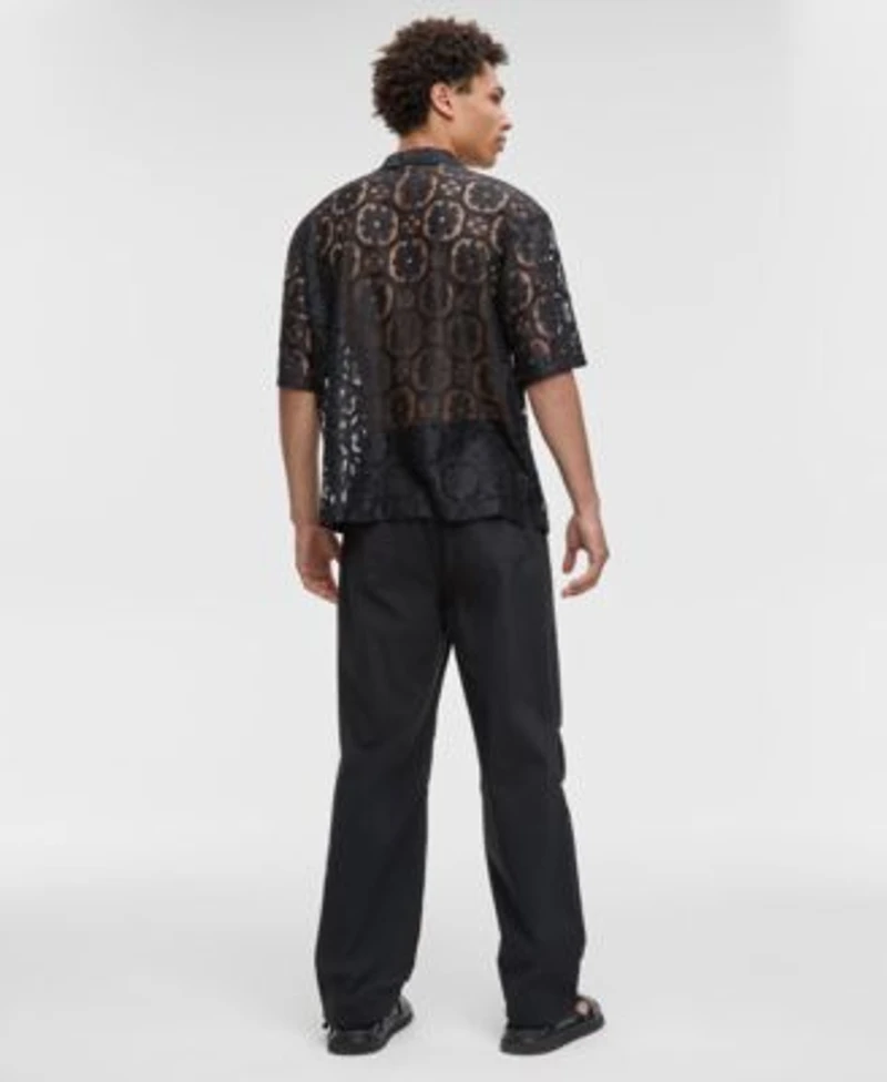Mode Of One Mens Relaxed Fit Textured Geometric Lace Button Down Camp Shirt Regular Fit Stretch Ripstop Parachute Pants Exclusively At Macys