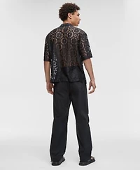 Mode Of One Mens Relaxed Fit Textured Geometric Lace Button Down Camp Shirt Regular Fit Stretch Ripstop Parachute Pants Exclusively At Macys