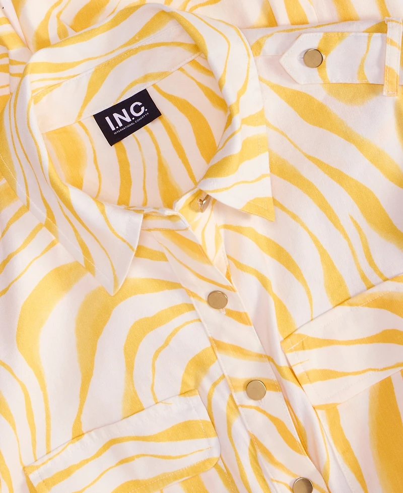I.n.c. International Concepts Petite Printed Linen-Blend Utility Jumpsuit, Exclusively at Macy's