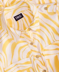 I.n.c. International Concepts Petite Printed Linen-Blend Utility Jumpsuit, Exclusively at Macy's