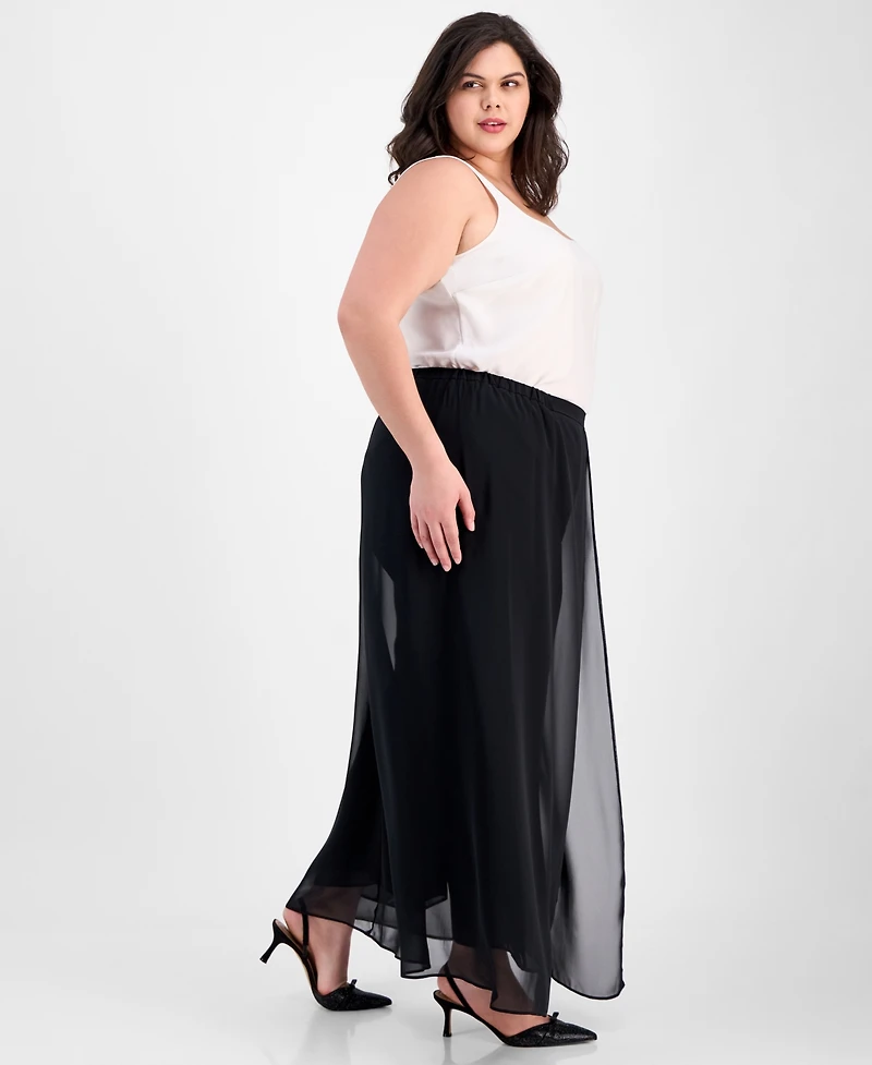 Alex Evenings Plus Flowy Chiffon Wide-Leg Evening Pants