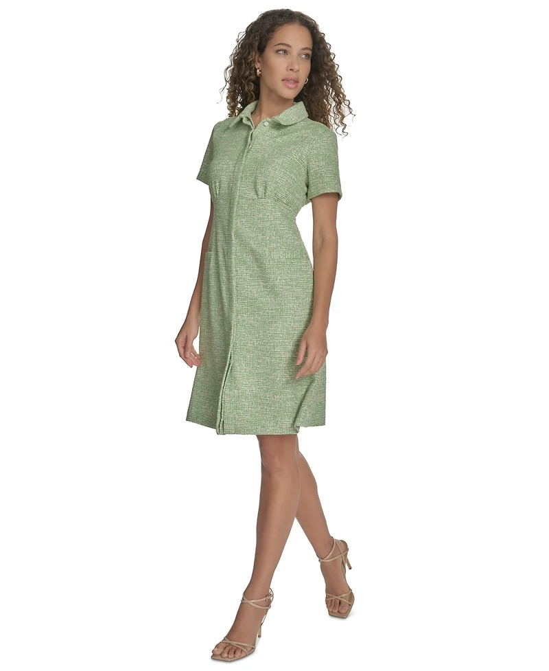 Calvin Klein Women's Tweed Collared Shirtdress