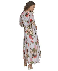 Calvin Klein Women's Floral Chiffon 3/4-Sleeve High-Low Dress