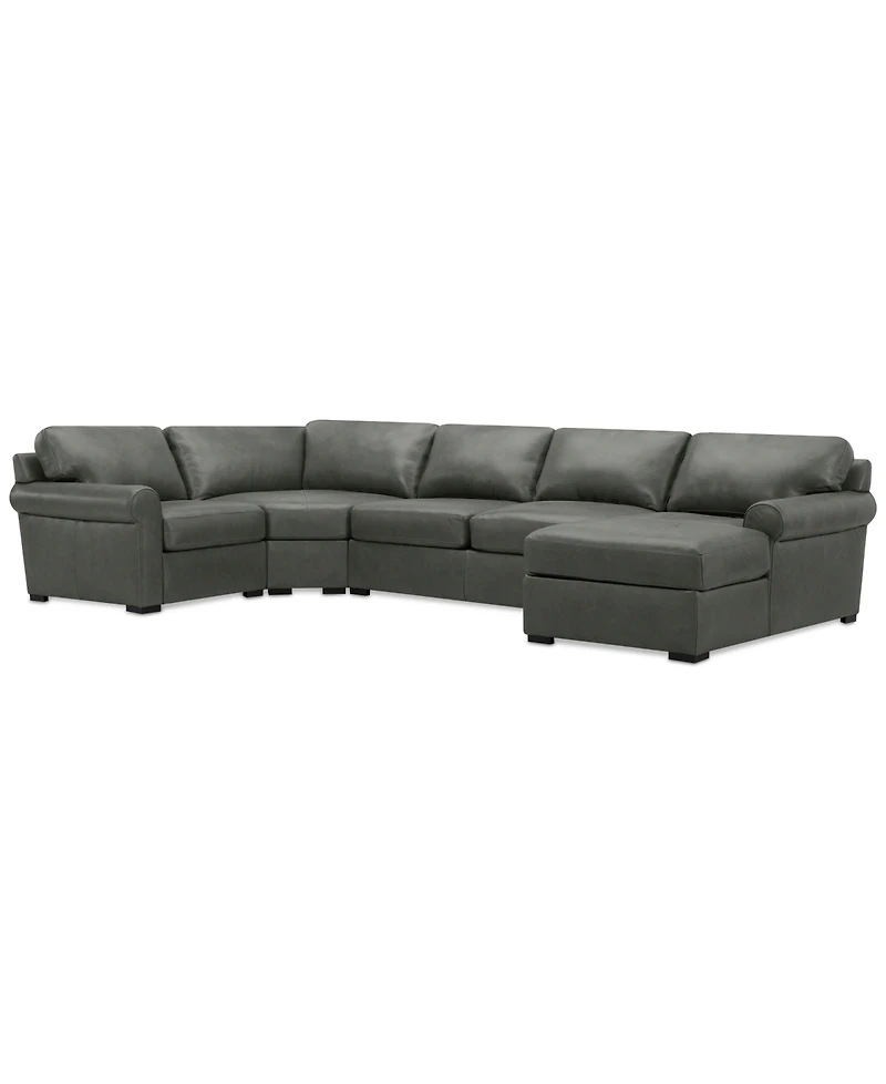 Radley Roll Arm 152" 4-Pc. Leather Wedge Corner Chaise Sectional, Exclusively at Macy's