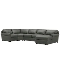 Radley Roll Arm 152" 4-Pc. Leather Wedge Corner Chaise Sectional, Exclusively at Macy's