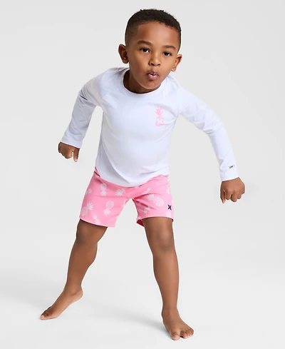 Hurley Toddler Boys Pineapple Swim Top & Printed Shorts, 2 Piece Set