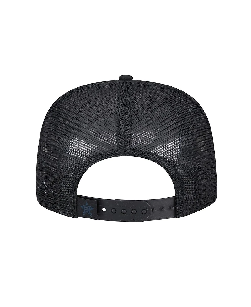 New Era Men's Black Houston Astros Score Check A-Frame Trucker 9FIFTY Snapback Hat