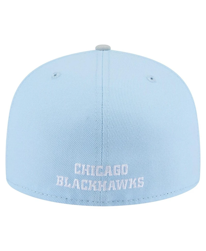 New Era Men's Light Blue/Gray Chicago Blackhawks Color Pack Two-Tone 59FIFTY Fitted Hat