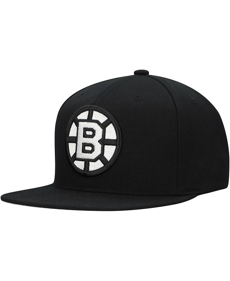 Mitchell & Ness Men's Black Boston Bruins Team Snapback Hat