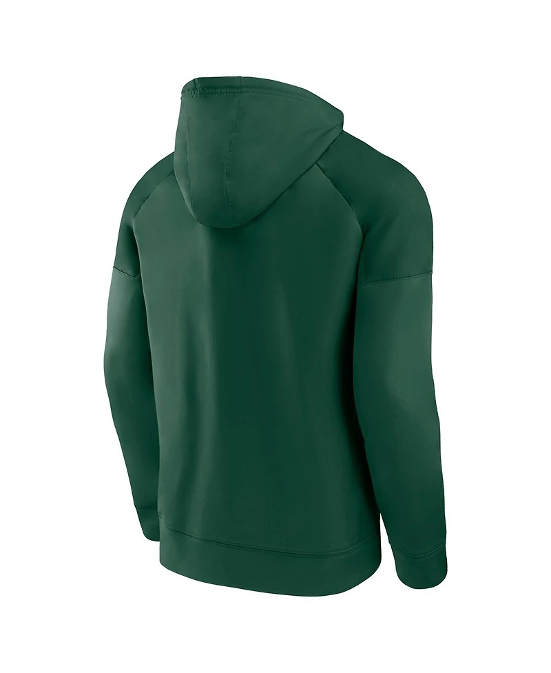Fanatics Men's Green Minnesota Wild Iconic Defender Raglan Pullover Hoodie