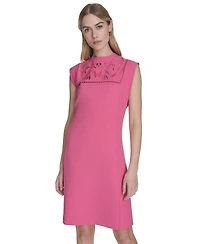 Vince Camuto Petite Laser-Cut Cap-Sleeve Shift Dress