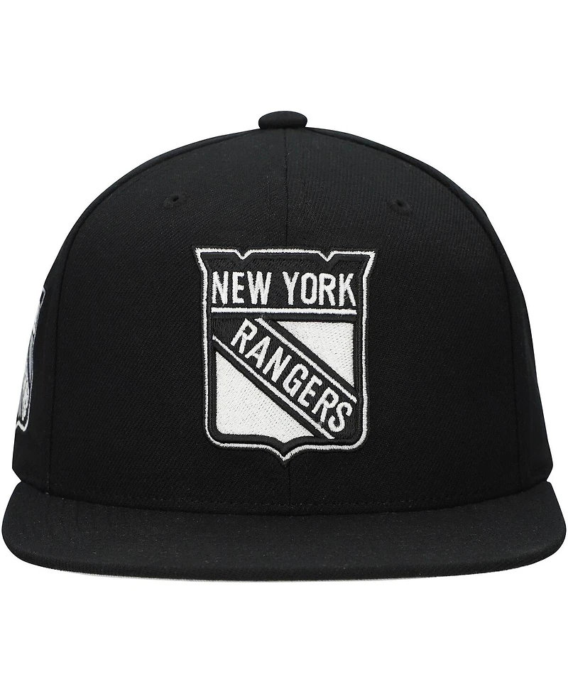 Mitchell & Ness Men's Black New York Rangers Team Snapback Hat