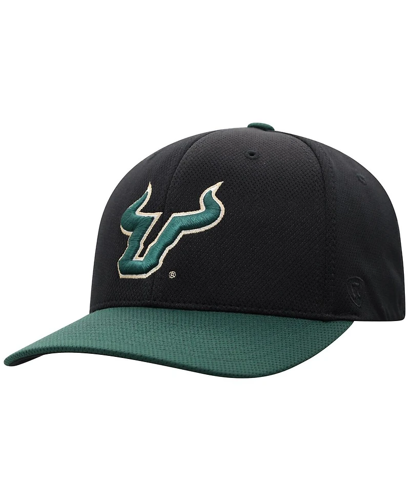 Top of the World Men's Black South Florida Bulls Reflex Fitted Hat