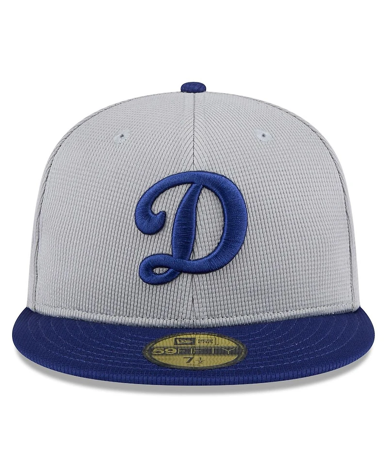 New Era Men's Gray/Royal Los Angeles Dodgers 2025 Batting Practice 59FIFTY Fitted Hat