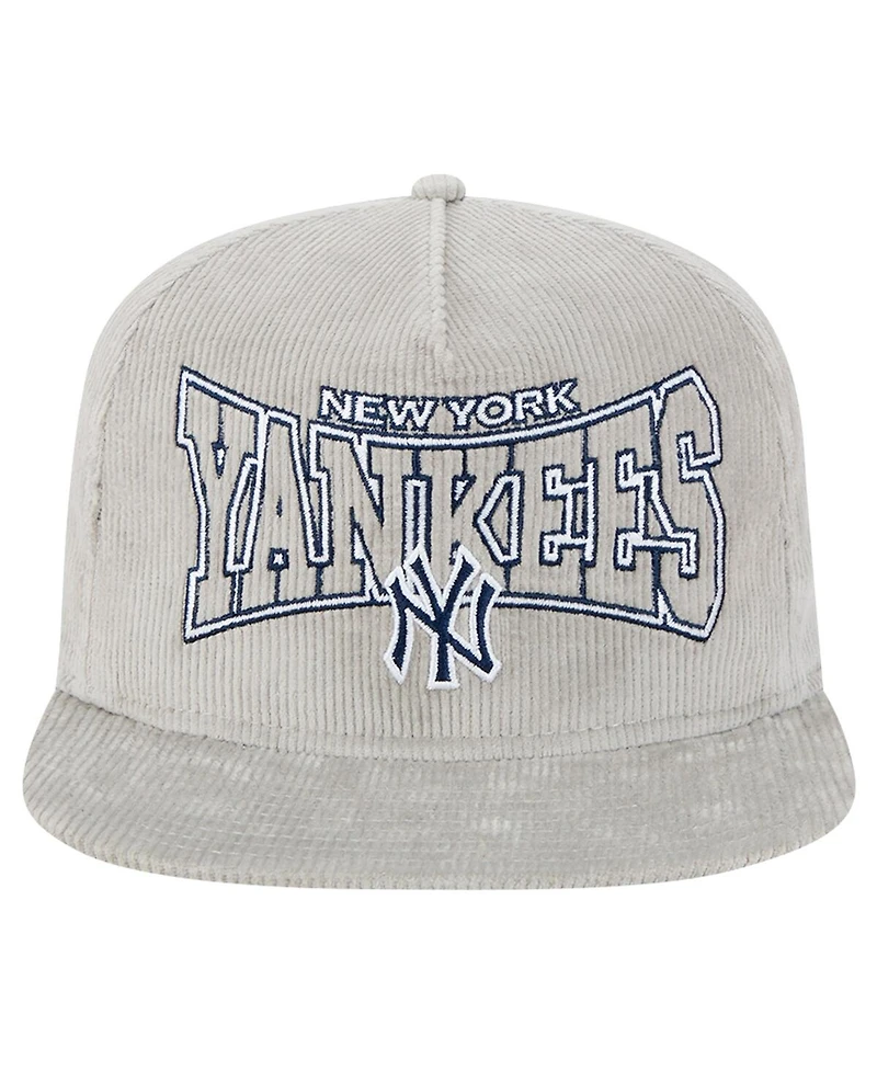New Era Men's Gray New York Yankees Corduroy Golfer Snapback Hat