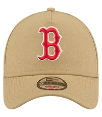 New Era Men's Khaki Boston Red Sox Logo Essentials 9FORTY A-Frame Adjustable Hat