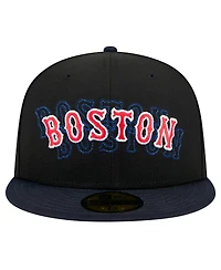 New Era Men's Black Boston Red Sox Shadow Stitch 59FIFTY Fitted Hat