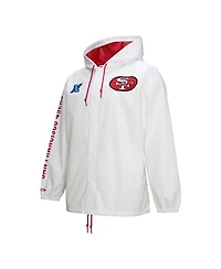 Mitchell & Ness Men's White San Francisco 49ers Vintage Logo Coaches Full-Snap Hoodie Jacket