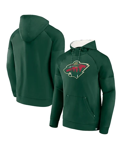 Fanatics Men's Green Minnesota Wild Iconic Defender Raglan Pullover Hoodie