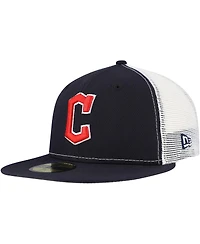 New Era Men's Navy Cleveland Guardians Team Color 59FIFTY Trucker Fitted Hat