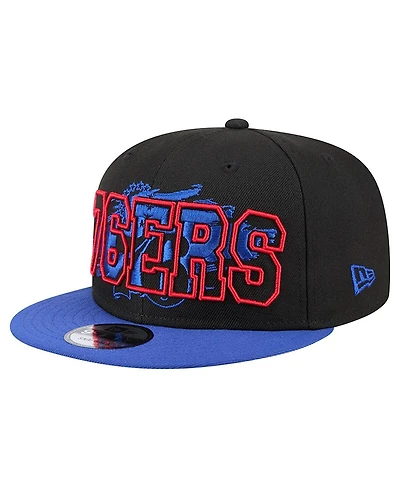 New Era Men's Black/Royal Philadelphia 76ers Sport Night Splatter 2-Tone 9FIFTY Snapback Hat
