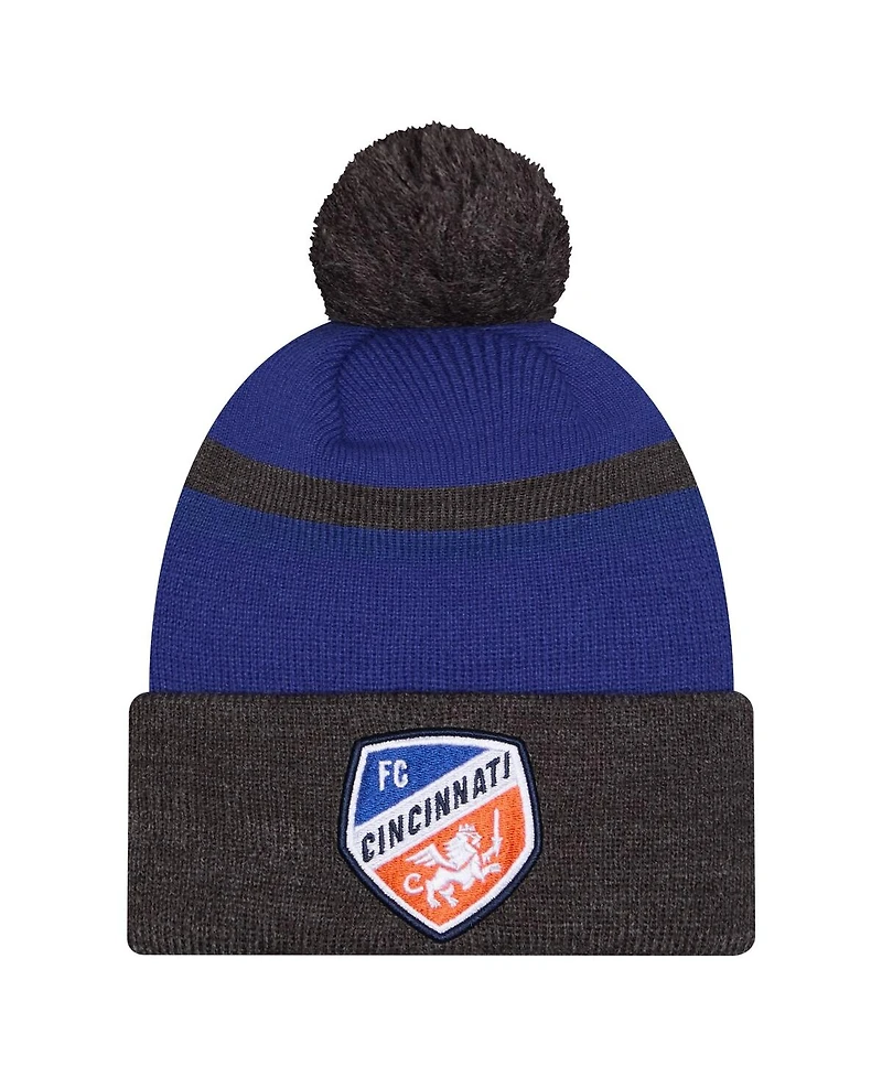 New Era Men's Blue Fc Cincinnati 2025 Kickoff Cuffed with pom Knit hat
