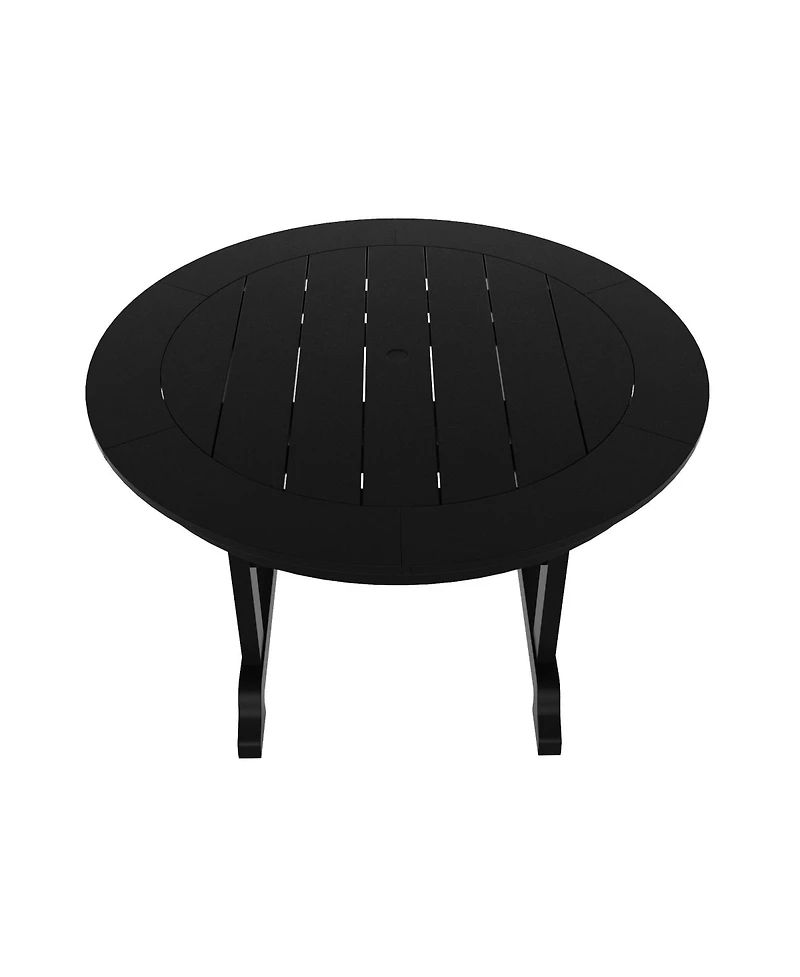 5-Piece Hdpe Round Patio Dining Table Set with Foldable Chairs