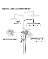 10 Inches Wall Mount Thermostatic Rain Shower System with Handheld and Tub Spout, Brushed Nickel