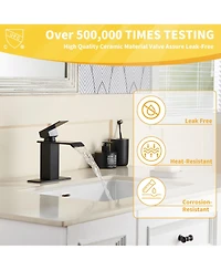 Waterfall Spout Bathroom Sink Faucet, Single Handle 1/3 Hole Deck Mount Basin Hot & Cold Water Tap for Bathroom Lavatory