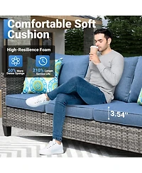 Xizzi Patio Furniture Set 7 Piece High Back Sofa Outdoor Conversation Sets All Weather Wicker Rattan Sectional Couch and Chairs Garden Backya