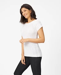 Cable & Gauge Women's Tape Yarn Knit Crew Neck Sweater