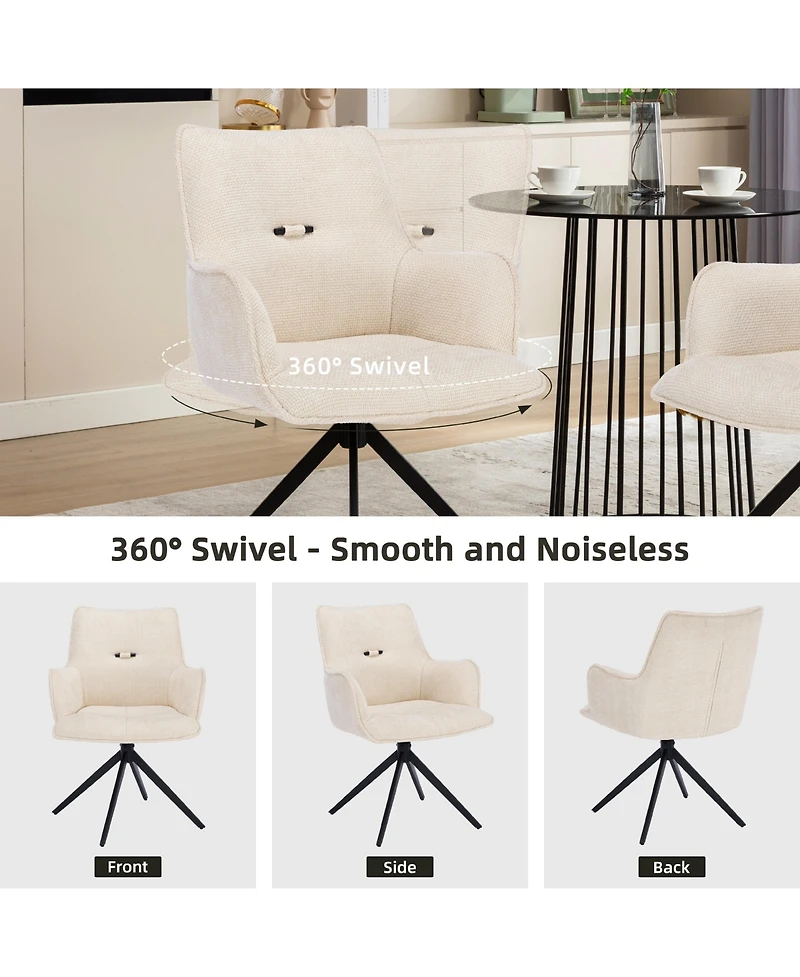 Dyhome Modern Swivel Dining Chairs / Accent Chair, with Metal Frame