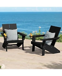 Outdoor Hdpe Modern Adirondack Chair with Cup Holder (Set of