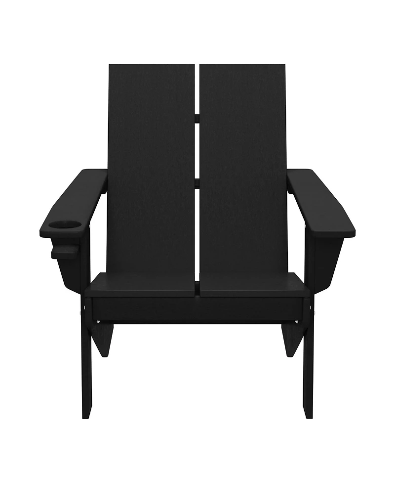 Outdoor Hdpe Modern Adirondack Chair with Cup Holder (Set of