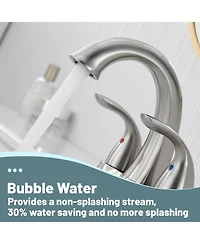 4 Inch 2-Handle Bathroom Sink Faucet Centerset 2 Handle with Pop up Drain Water Supply Hoses Brushed Nickel