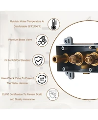 12 Inch Wall Mounted Thermostatic Shower System with Handheld Sprayer Rainfall Shower System with Neck/Back Massage Spout Shampoo Shelf