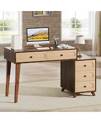 Tribesigns Computer Desk with Drawers, 51-Inch Office Desk with Reversible Drawer Cabinet