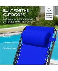 Best Choice Products Folding Outdoor Zero Gravity Rocking Lounge Chair w/ Headrest Pillow