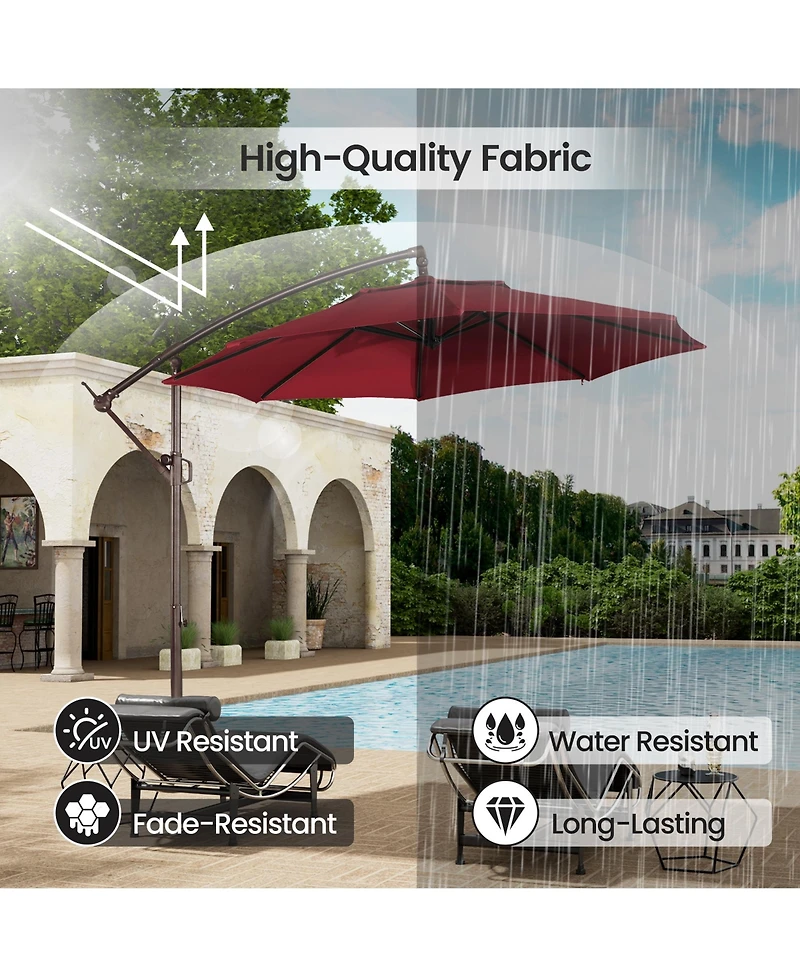 Mondawe 10 Ft Outdoor Cantilever Uv Protective Patio Offset Umbrella for Balcony