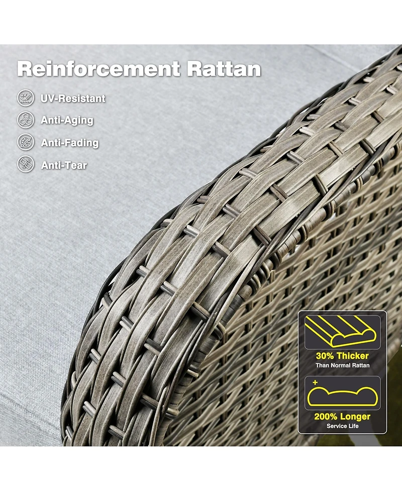 Xizzi Patio Furniture Sets Outdoor Swivel Rocking Chairs with 50,000 Btu Propane Fire Pit Table 7 Pieces All Weather Pe Wicker Conversation Sofa and M