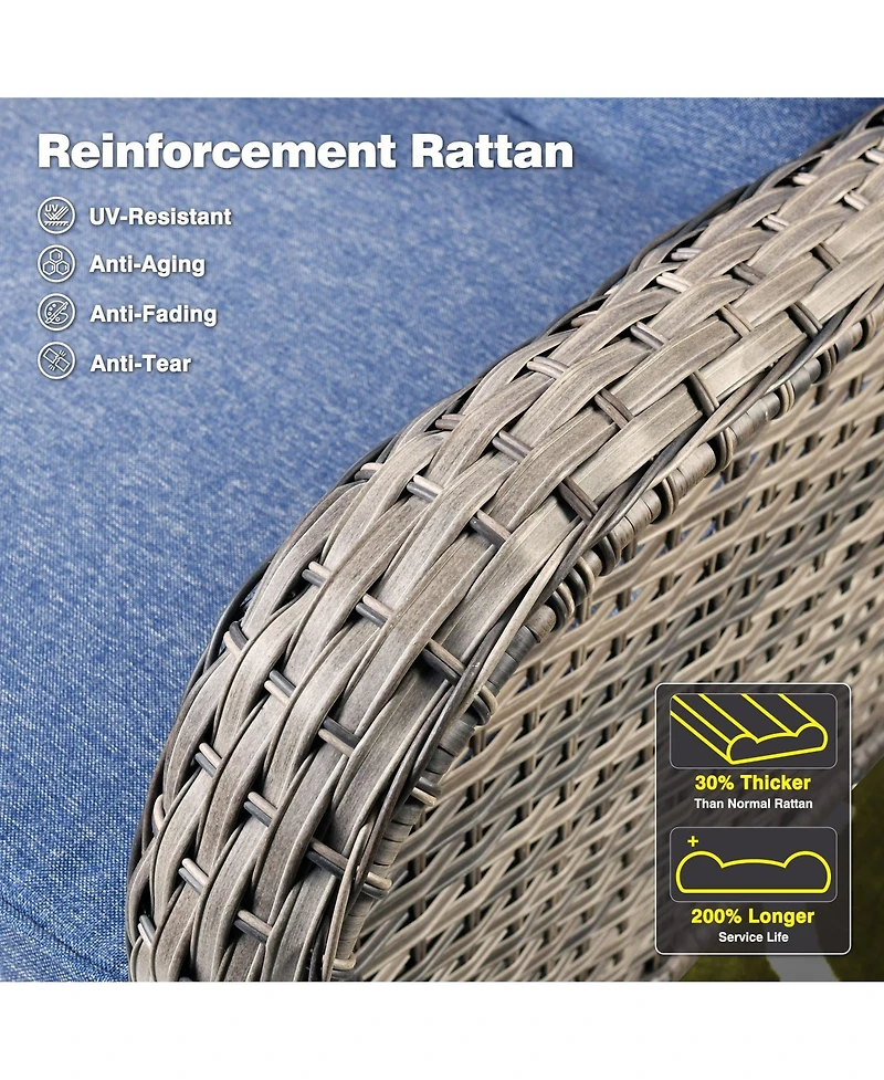 Xizzi Patio Furniture Sets Outdoor Swivel Rocking Chairs with 50,000 Btu Propane Fire Pit Table 7 Pieces All Weather Pe Wicker Conversation Sofa and M