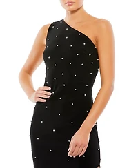 Mac Duggal Women's Rhinestone Encrusted One Shoulder Asymmetrical Hem Dress