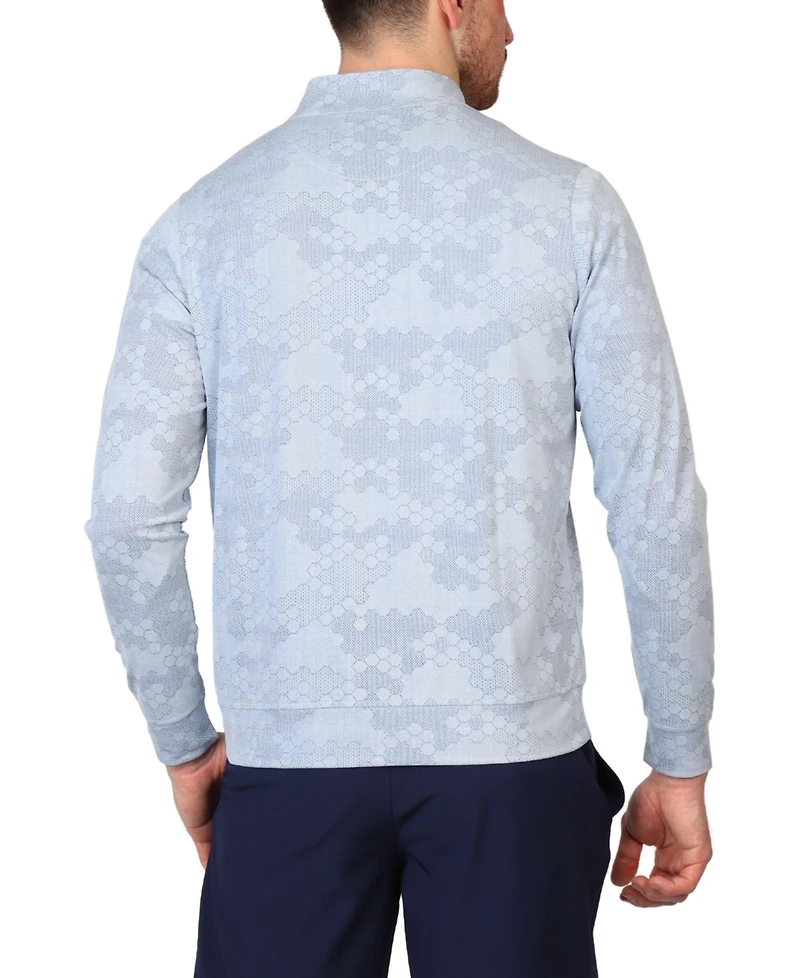 Tailorbyrd Men's Honeycomb Jacquard Textured Performance Quarter Zip