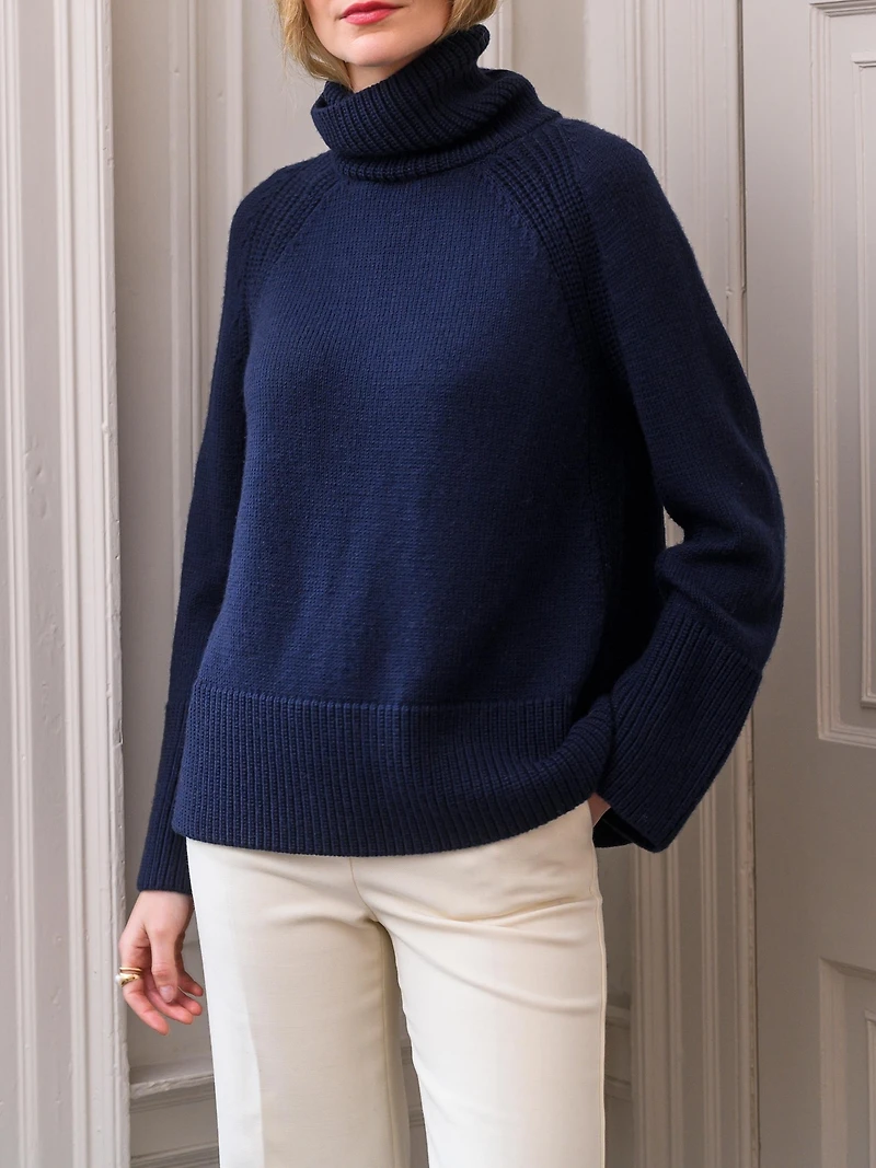 Celtic & Co. Women's Merino Rib Detail Turtleneck Sweater