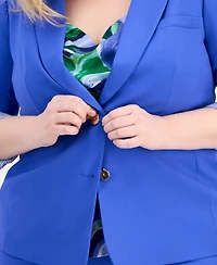 Tahari Asl Plus Contrast-Lined Two-Button Blazer