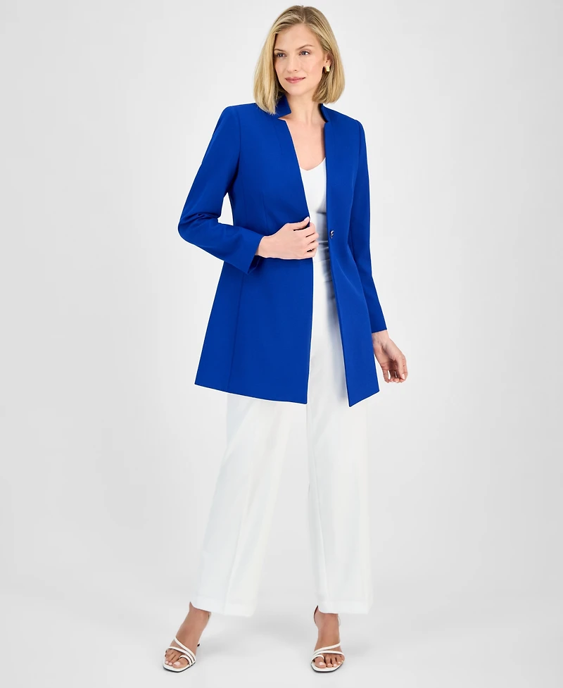 Tahari Asl Women's Twill Notched-Collar One-Button Topper