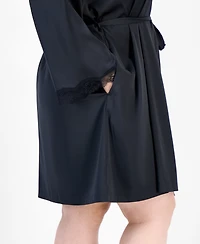 I.n.c. International Concepts Plus Lace-Trim Satin Wrap Robe, Exclusively at Macy's